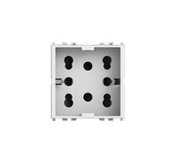 4Box 4B.V14.H21, Side, Presa da Incasso Multistandard 1 Schuko + 2 Bipasso, Compatibile con Vimar Plana, 250 V, Bianca