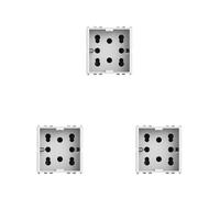 4Box 4B.V14.H21, Side, Presa da Incasso Multistandard 1 Schuko + 2 Bipasso, Compatibile con Vimar Plana, 250 V, Bianca (Confezione da 3)