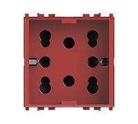 4Box 4B.V14R.H21 Presa Multistandard 1 Schuko o 2 Bipasso Compatibile con Vimar Plana, 250 V, Rosso