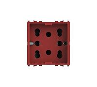 4Box 4B.V19R.H21 Presa Multistandard 1 Schuko o 2 Bipasso Compatibile con Vimar Arkè, 250 V, Rosso