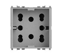 4Box 4B.V20N.H21 Presa Multistandard 1 Schuko o 2 Bipasso Compatibile con Vimar Eikon, 250 V, Argento
