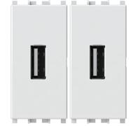 4box - Alimentatore USB 2.1 A compatibile Vimar® Plana™, per caricare i tuoi dispositivi senza bisogno di alimentatori. Occupa un solo modulo della tua serie civile. Colore Bianco (Confezione da 2)