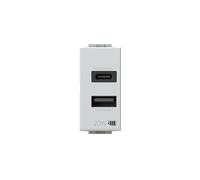 4box - Alimentatore USB CA 20W compatibile Bticino® LivingLight™, per caricare i tuoi dispositivi senza bisogno di alimentatori. 2 connettori: uno di tipo A, uno di tipo C. Colore Bianco