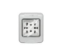4box - Externa scatola da esterno IP55 2 moduli completa di Side. Contenitore e Presa. Non necessita di adattatore. Resistenza a getti d'acqua e alla polvere. Installazione veloce