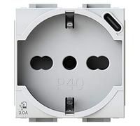 Presa bipasso e schuko 4Box P40 con USB 3.0A Bticino Livinglight 4B.N.P40.USB