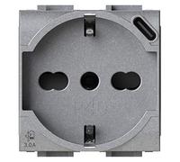 4Box, P40 USB 3.0, Presa Schuko con USB-C, Compatibile con Bticino LivingLight, Tech