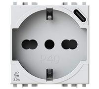 4Box, P40 USB 3.0, Presa Schuko con USB-C, Compatibile con Vimar Arké, Bianca