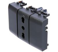 4Box Presa Bipasso con Due Copriforo, compatibile con Bticino LivingLight Antracite