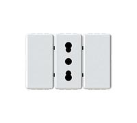 4Box Presa Bipasso con Due Copriforo, compatibile con Gewiss System Bianca