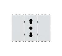 4box - Presa da Incasso Bitappo Compatibile con Vimar® Plana™. Presa da 10/16 A e 2 copriforo. Installazione facile e veloce senza utensili. Colore Bianco