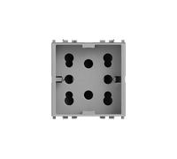 4box - Presa da Incasso Side Compatibile con Vimar® Plana™. 3 Prese in 1: permette di collegare una spina schuko o due spine 10/16A. Occupa due soli moduli. Facile da installare. Colore Silver