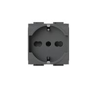 4box - Presa Elettrica Tipo P40 2P+T Compatibile con Bticino® LivingLight™. Permette di collegare una spina Schuko oppure una spina da 10 o 16A senza adattatori. Installazione facile. Colore Antracite