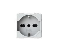 4box - Presa Elettrica Tipo P40 2P+T Compatibile con Gewiss® System™. Permette di collegare una una spina Schuko oppure una spina da 10 o 16A senza adattatori. Installazione facile. Colore Bianco