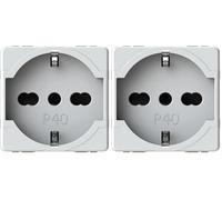 4box - Presa Elettrica Tipo P40 2P+T Compatibile con Gewiss® System™. Permette di collegare una una spina Schuko oppure una spina da 10 o 16A senza adattatori. Installazione facile. Colore Bianco