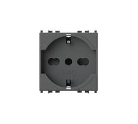 4box - Presa Elettrica Tipo P40 2P+T Compatibile con Vimar® Arkè™. Permette di collegare una spina Schuko oppure una spina da 10 o 16A senza adattatori. Installazione facile. Colore Grigio