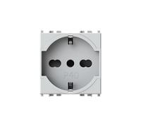 4box - Presa Elettrica Tipo P40 2P+T Compatibile con Vimar® Arkè™. Permette di collegare una spina Schuko oppure una spina da 10 o 16A senza adattatori. Installazione facile. Colore Bianco