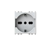 4box - Presa Elettrica Tipo P40 2P+T Compatibile con Vimar® Plana™. Permette di collegare una spina Schuko oppure una spina da 10 o 16A senza adattatori. Installazione facile. Colore Bianco