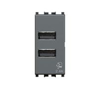 4Box Presa USB 2.4 Ampere, Compatibile con Vimar Arkè Grigio
