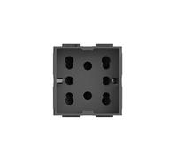 4Box, Side, Presa da Incasso Multistandard 1 Schuko + 2 Bipasso, Compatibile con Bticino Livinglight, 250 V, Antracite