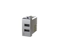 4box USB3.0 - Alimentatore USB da 3 Ampere a 2 uscite su modulo singolo con connettore di tipo A e tipo C compatibile con Bticino LivingLight Tech, Argento
