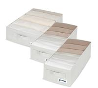 4CONVY Organizer per Armadio e Cassetti per Maglioni, Jeans e Pantaloni, Contenitori salvaspazio in tessuto per Armadio, Scatola senza scomparti per vestiti, Cassettiera e Cabina Armadio - 3 Pezzi