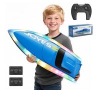 4DRC S7 Barca RC con luce LED, 50+ minuti, auto diritto remoto barca per piscine e laghi, 15+ MPH, 2.4GHz barche da corsa, 2 batterie, giocattoli da piscina per bambini, moto d'acqua radiocomandata