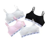 4er-Pack Mädchen Gepolsterte Training BHS Baumwolle Weiche Unterwäsche Gepolsterte Bralette Top Trainings-Bh Für 10-16 Jahre Kinder, Stile 1, 10-16 anni
