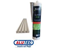 4er Set 1m Alluminio Cprofil IN Set Con Super Fix Adesivo, Alluminio C Profilo