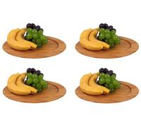 4er-Set Bambù Piatto Decorativo di Servizio per Frutta Vassoio Legno 30cm