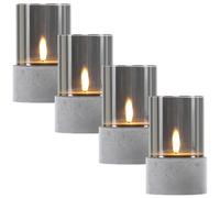 4er Set Candela LED Vetro Lanterna a Vento Decorazione Tavolo Davanzale Esterno