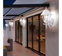 4er Set Casa Campagna Parete Illuminazione Alluminio Esterno Luci Lanterne Vetro [EEK: Non valutato]