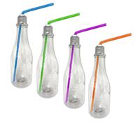4er Set LED 400ml Partyglas con Coperchio E Cannuccia Plastica Cocktail Tazza