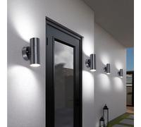 4er Set LED Esterno Luci Veranda Faretto da Parete Up Down Inox Giardino Lampade