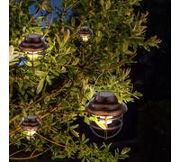 4er Set LED Solare Giardino Appesa Lampade Ruggine Griglia Decorazione Luci Luce