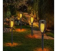 4er Set LED Solare Plug-In Fiaccola Lampade Fuoco Effetto Deco Esterno Luci