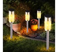 4er Set LED Solare Plug-In Lampade Acciaio Faretto Giardino Chiodi Esterno Luci