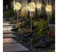 4er Set LED Solare Sfera Luci Giardino Weg Illuminazione Cortile Esterno Plug-In