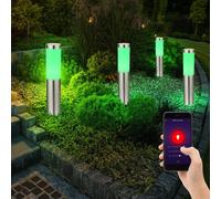 4er Set Smart RGB LED Piedistallo Lampade Giardino Esterno Acciaio Inox Steh [EEK: F]