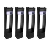 4er Set Solare Lampada LED Nero da Giardino Plastica Illuminazione