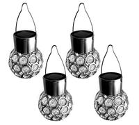 4er Set Solare Sfera Luce a Sospensione Sferica Acciaio Inox Lampade da Giardino