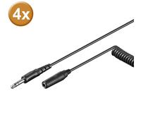 Set di 4 cavi di prolunga audio video con jack stereo a spirale presa da 6,35 mm nero