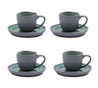4er Set Tazza Espresso Con Piattino Prego Azzurro Taupe 6,5cm A. U Maison Wa
