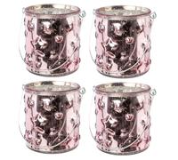 4er Set Vetro Lanterna a Vento Con Sternmotiv E Henkel Rosa