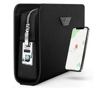 4FLY Borsa da uomo con serratura delle impronte digitali e smart tracker compatibile con Apple Dove è? APP, borsa da polso di sicurezza in pelle per uomo, pochette con scomparto per carte di credito e