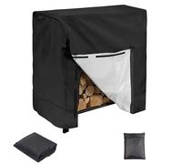 4ft/8ft Copertura per Portalegna per Camino,Coperture Protettia per Legna da Ardere Impermeabile,Antivento Copri di Protezione per Legnaia da Esterno Intern(Size:420D oxford ： 122*107*61cm,Color:Black