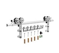 4FT-8FT. Kit hardware della porta del fienile scorrevole in acciaio inossidabile 122cm-240cm ferroviario Industrial Track Y RULLO GUIDA REGOLABILE Liscio, silenzioso(5.5FT 168cm)