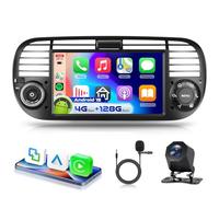 4G&128 G VECHTEL 7" Autoradio per FIAT 500 2007-2014 con Carplay Android Auto Wireless,EQ,Mirror link,Bluetooth RDS/FM Radio,Wi-Fi GPS Navi,Telecamera posteriore AHD