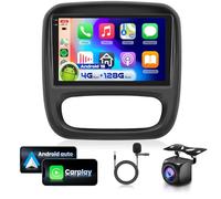 4G&128G 9" Autoradio per Renault Trafic/Opel Vauxhall Vivaro 2014-2019 con Carplay Android Auto Wireless Android 15,Bluetooth RDS/FM Radio,Mirror link,Wi-Fi GPS Navi,Telecamera posteriore AHD