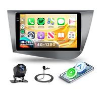 4G+128G Autoradio Android per Seat Leon 2 MK2 2005-2012 9 Pollici IN-Cell Stereo Auto con Carplay Wireless Android Auto Navi GPS Mirror Link Bluetooth WiFi/FM/RDS/EQ/SWC/USB Telecamera Posteriore