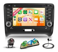 4G+64G Android Autoradio per Audi TT MK2 8j 2006-2014 Wireless Carplay Android Auto GPS Navi WiFi 7 Pollici Touchscreen Autoradio con Mirror Link Bluetooth FM/RDS 32 EQ/USB/SWC Telecamera Posteriore
